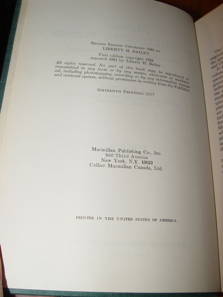 Manual Of Cultivated Plants,1977 by
                                L. Bailey