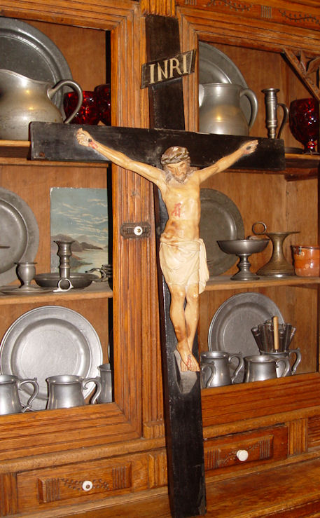 OLD
                        ANTIQUE RELIGIOUS CROSS 19th JESUS CHRIST RARE
                        CRUCIFIX ... 40"