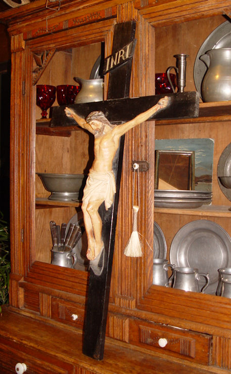 OLD
                        ANTIQUE RELIGIOUS CROSS 19th JESUS CHRIST RARE
                        CRUCIFIX ... 40"