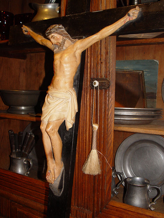 OLD
                        ANTIQUE RELIGIOUS CROSS 19th JESUS CHRIST RARE
                        CRUCIFIX ... 40"
