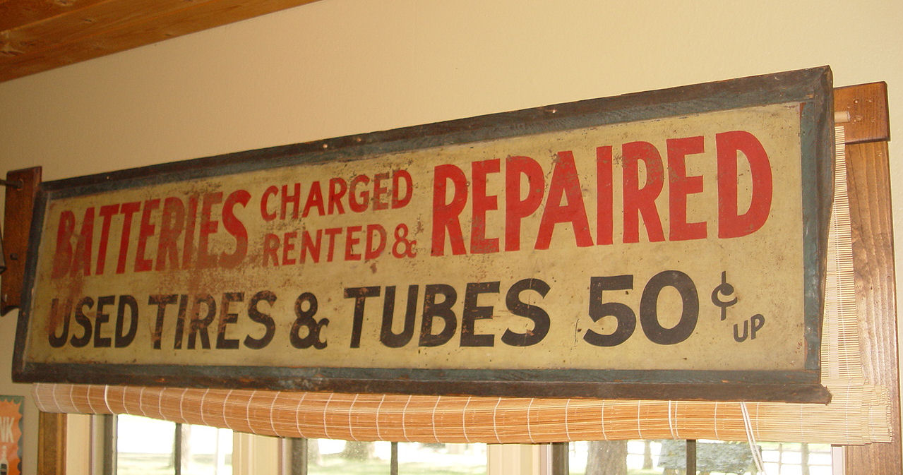 Rare Gas & Oil Service
              Station Tin Sign Batteries, Tires, Tubes
