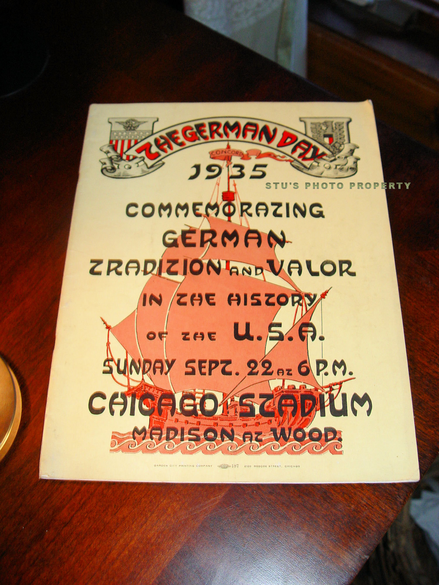 The German Day
                        Celebration Sept 1935 Rare Pre-War I; Chicago
                        Stadium