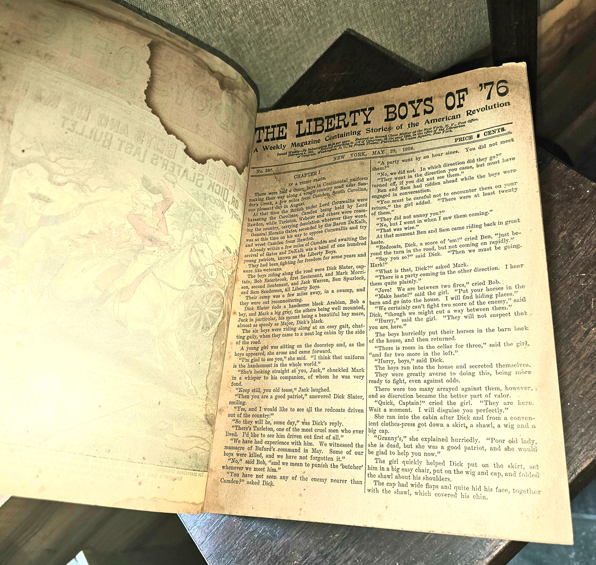 1908 Liberty Boys of 76 Dime Novel No 387
De Kalb Dick Slater Pulp Rare