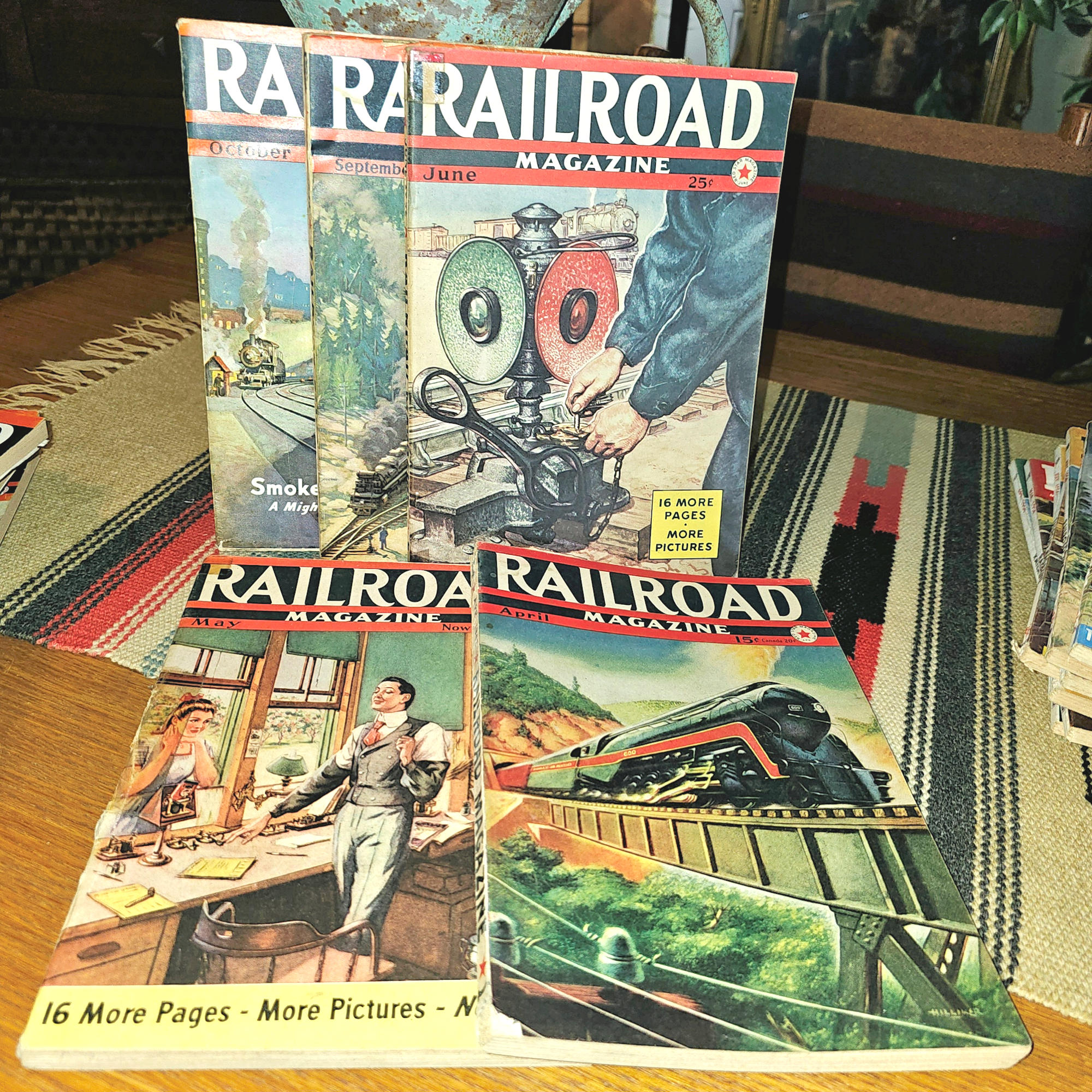 1942 Lot of 5 Railroad Magazine - April,
May, June, Sept and Oct - Early Pulp