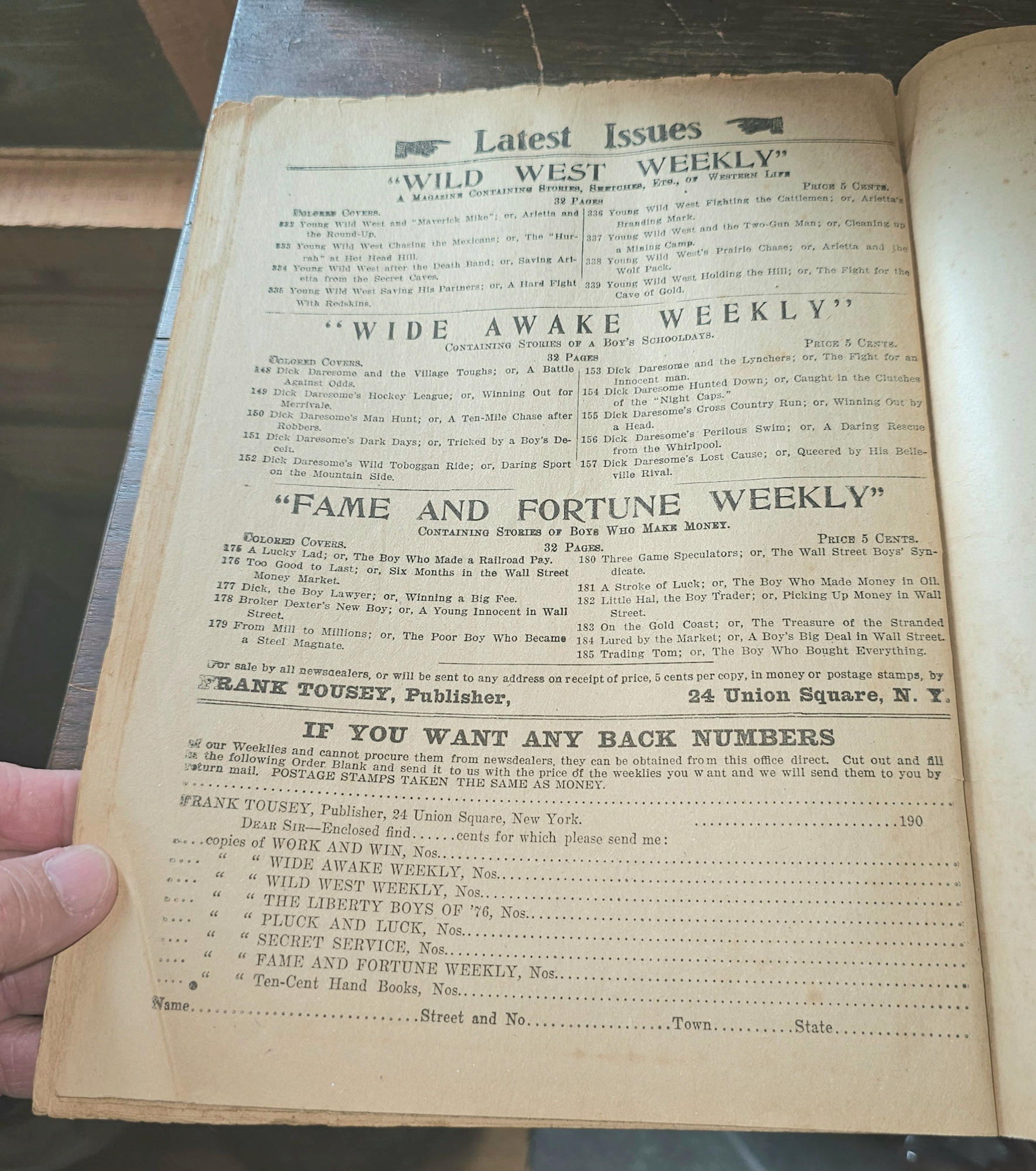 "The Liberty Boys of '76",
specifically issue No. 433 from April 16, 1909
Pulp