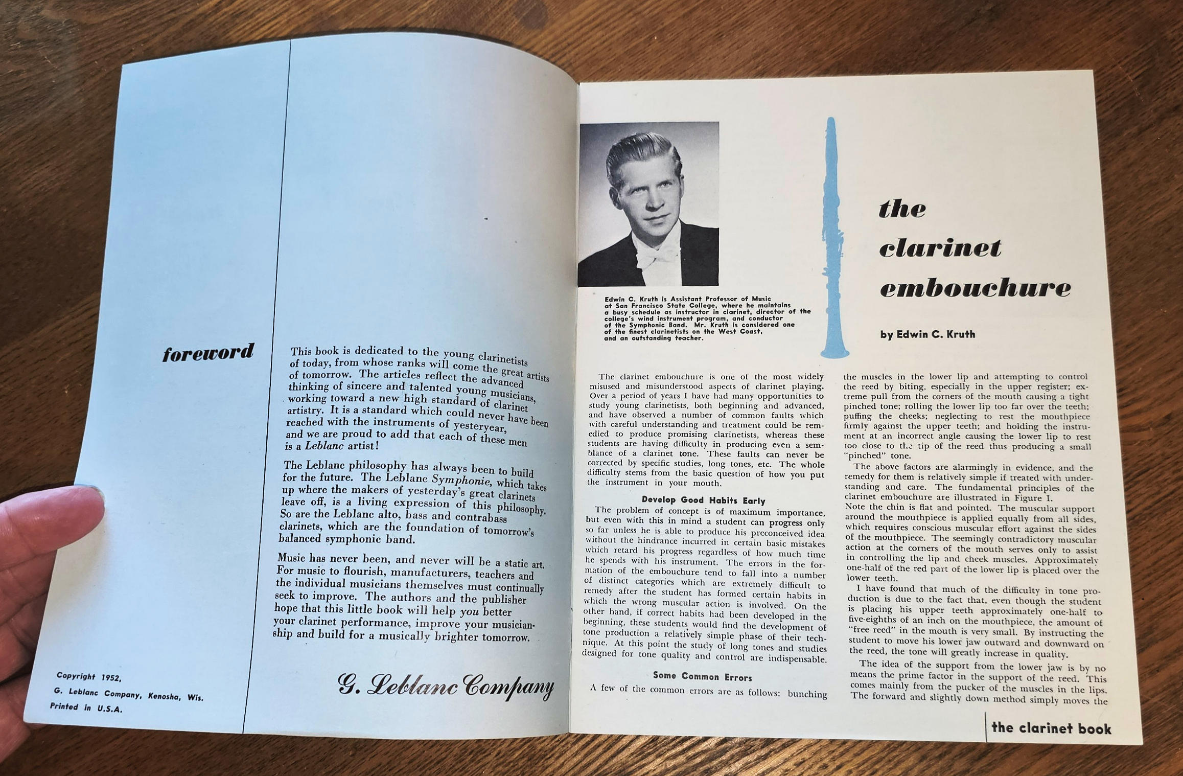 Vintage "The Clarinet book" -
G. Leblanc Co. (Kenosha, Wisconsin)