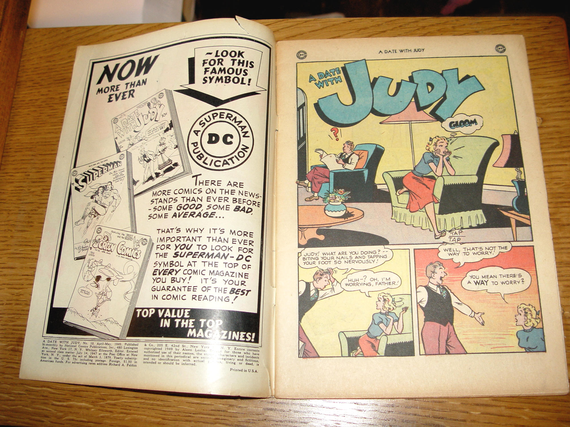 A Date With Judy Comic #10 (DC, April –
May 1949) – Radio’s Favorite – 10¢ Cover