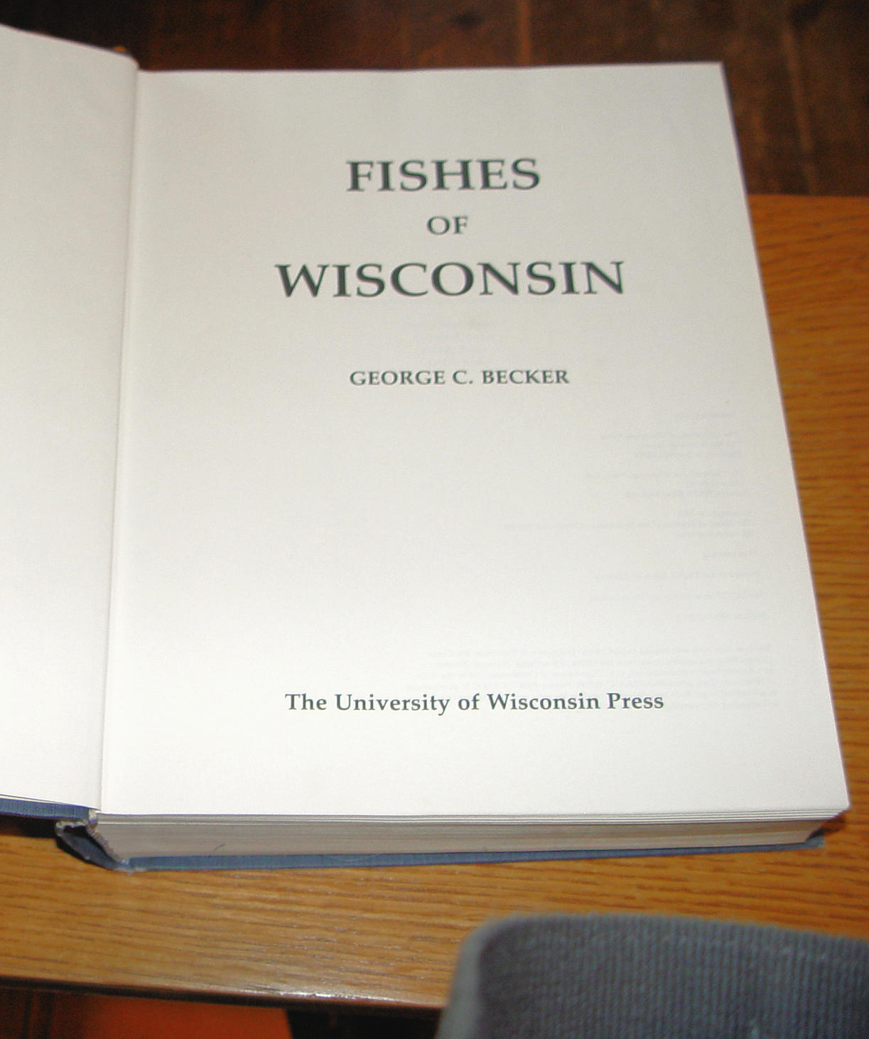 Fishes Of Wisconsin 1983 by George C.
Becker First Ed.