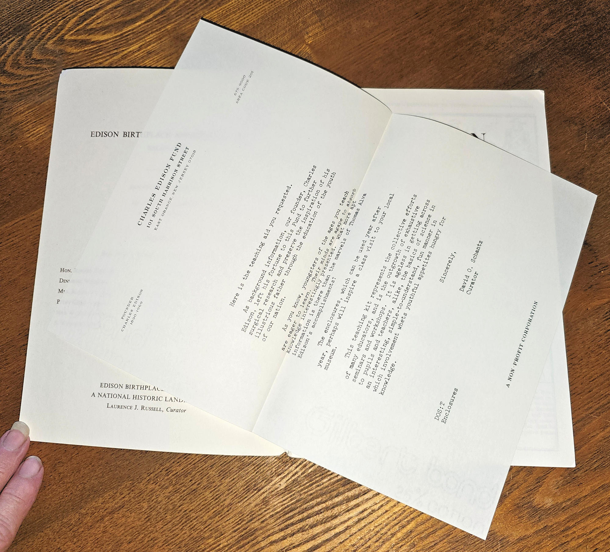 Edison: Inspiration to Youth Booklet 1962
+ Charles Edison Fund Letter – Milan, Ohio