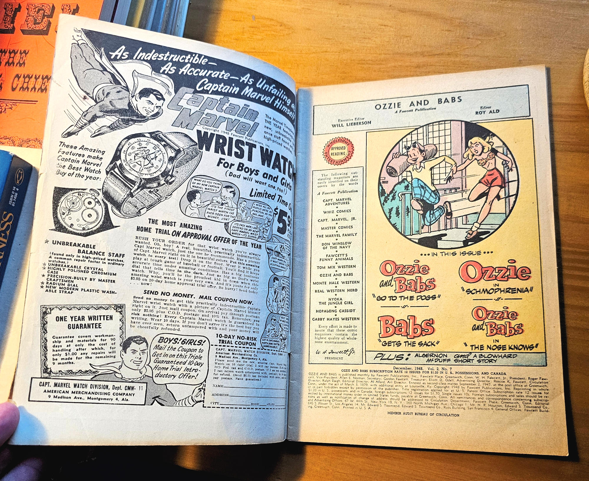 Ozzie and Babs #7: Golden Age (Fawcett,
Dec 1948) Comic Book Bowling Cover