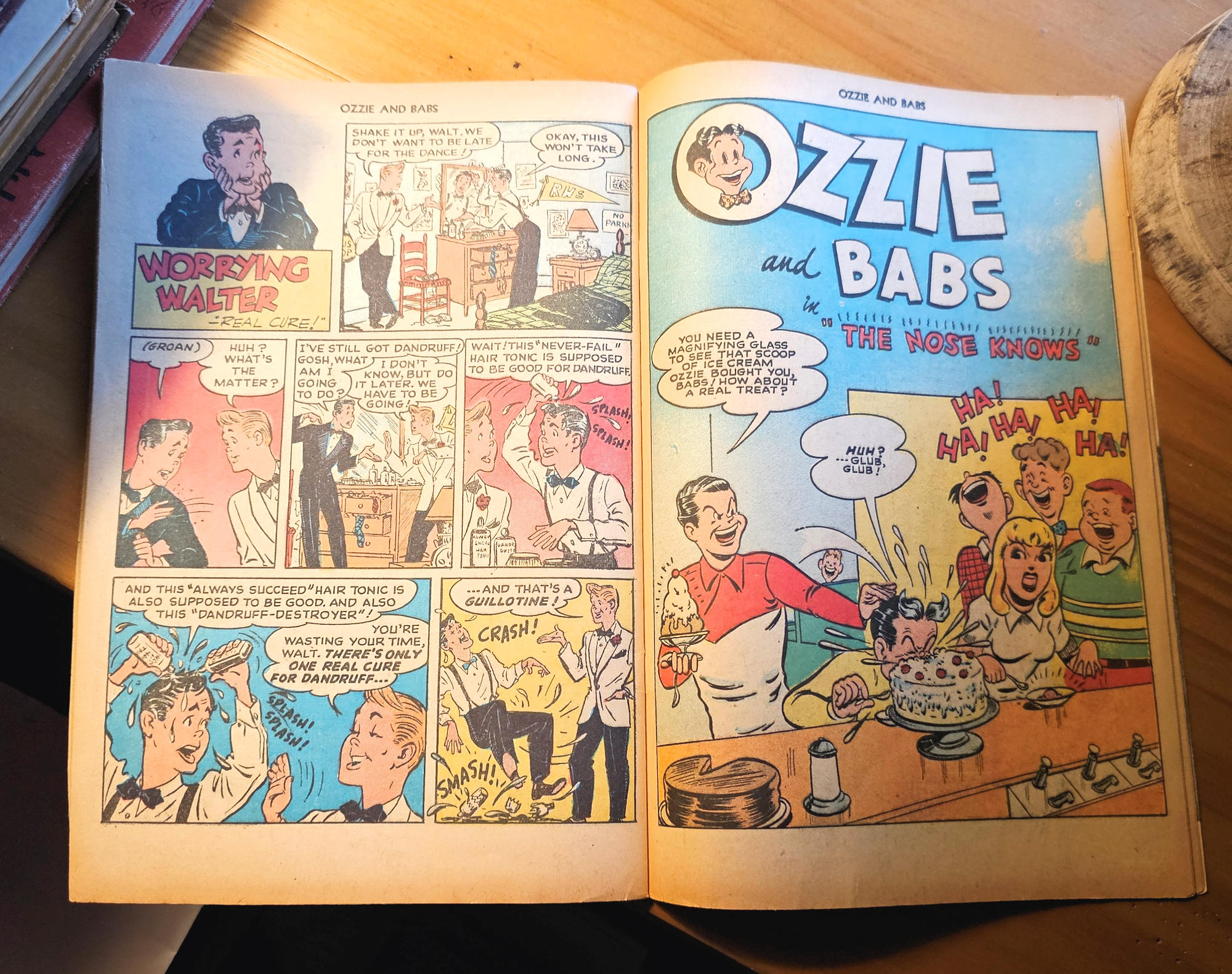 Ozzie and Babs #7: Golden Age (Fawcett,
Dec 1948) Comic Book Bowling Cover