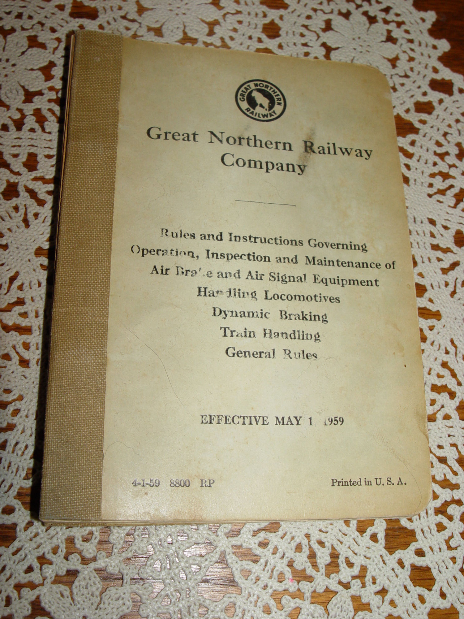 Great Northern
                        Railway Co. Rules and Operation May 1959