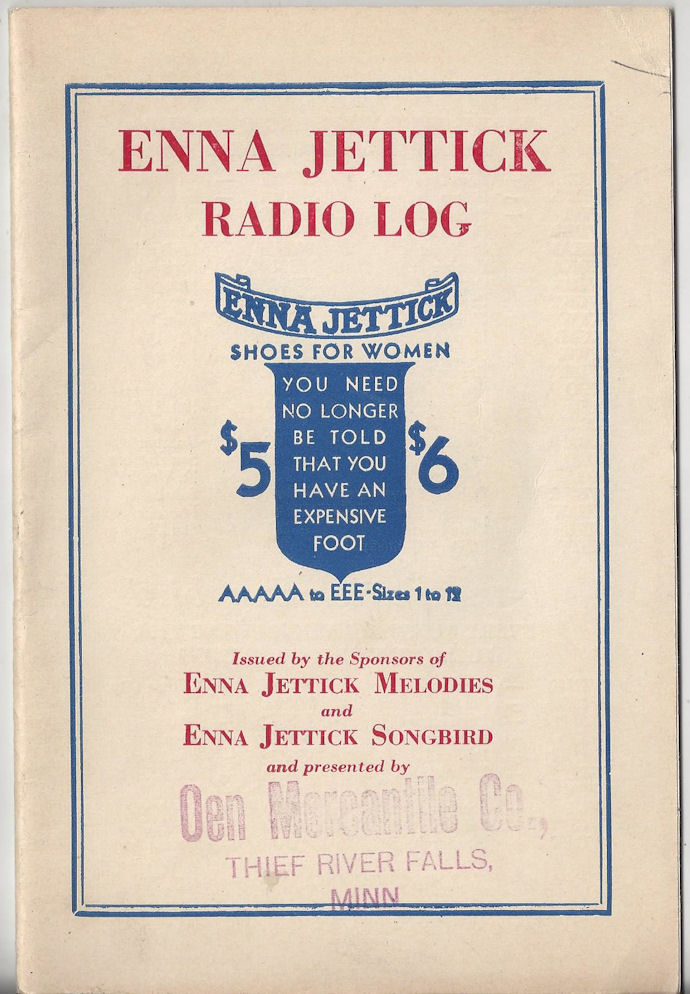 Women's Oxford Shoe Advertising 1930s Enna Jettick
                Radio Log Numbers