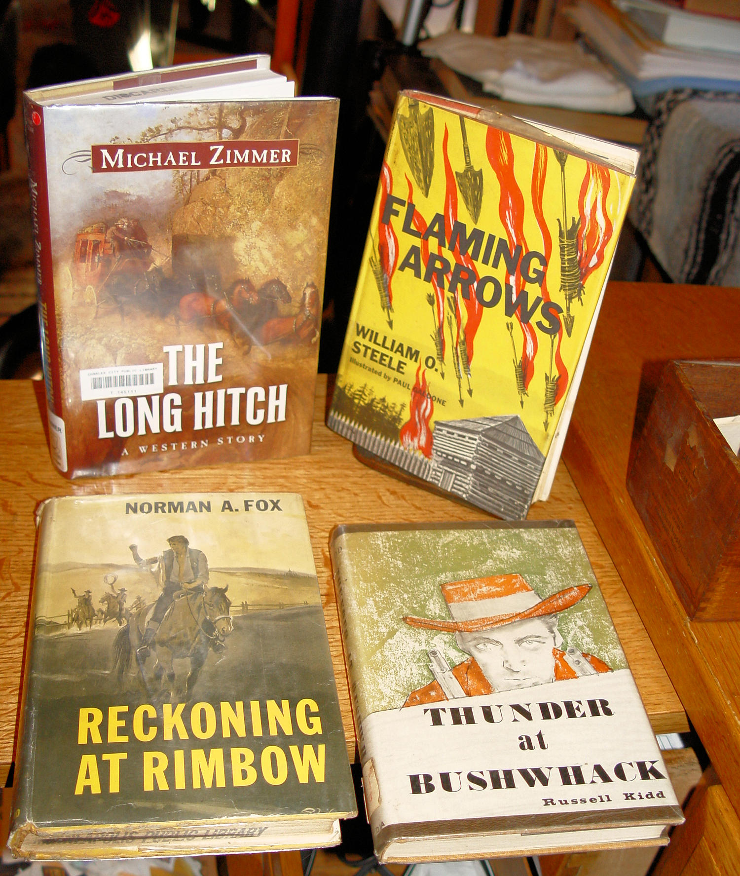 Western Novel Lot of 4 Hardcover Books
with Dust Jackets | Ex-Library